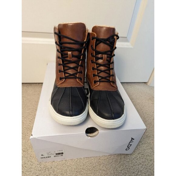 ALDO Ilian Brown Black Water Resistant Duck Boots  Sz 9.5